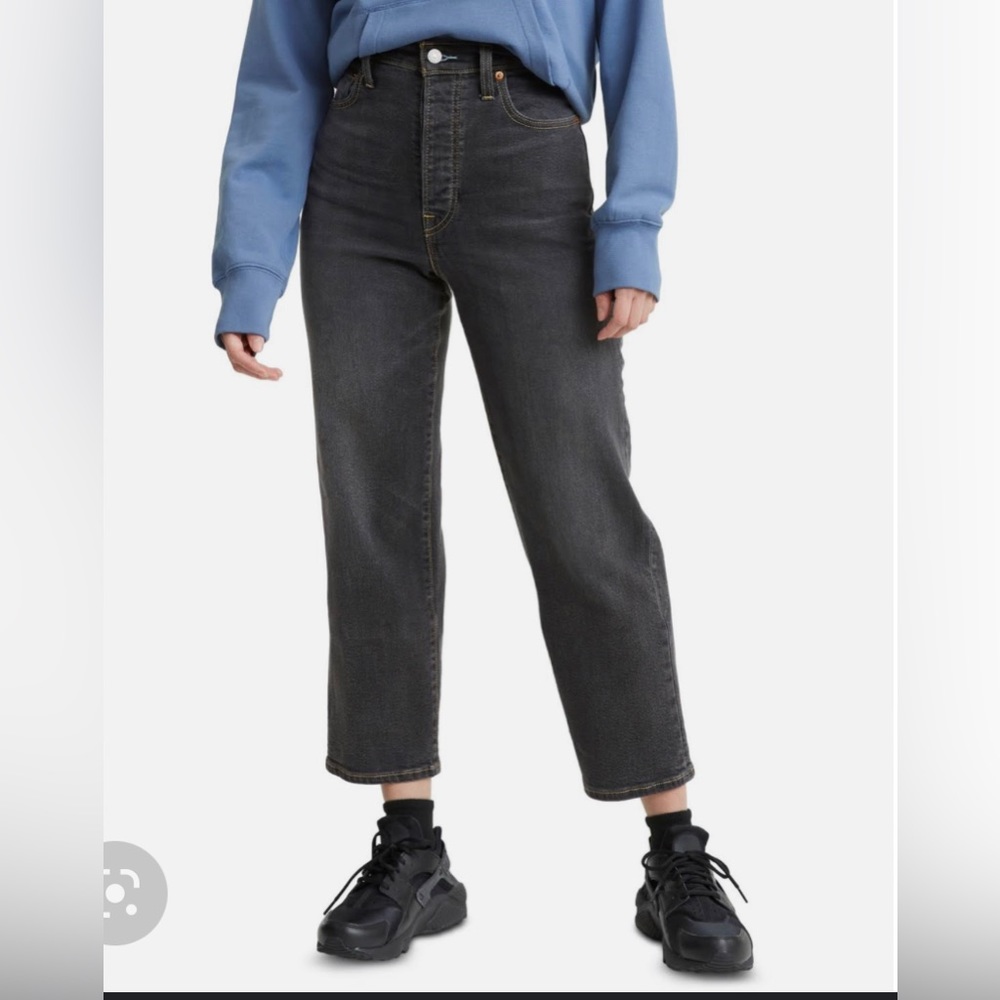 LEVI’s Ribcage Straight Ankle Button Fly Black Jeans